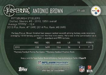 2014 Topps - Fantasy Focus #FF-AB Antonio Brown Back