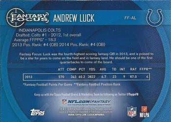 2014 Topps - Fantasy Focus #FF-AL Andrew Luck Back