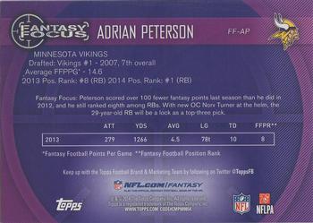 2014 Topps - Fantasy Focus #FF-AP Adrian Peterson Back