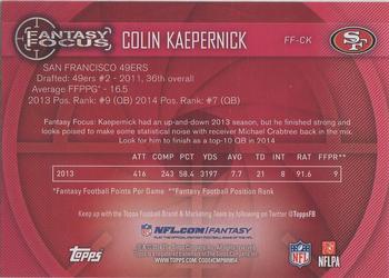 2014 Topps - Fantasy Focus #FF-CK Colin Kaepernick Back