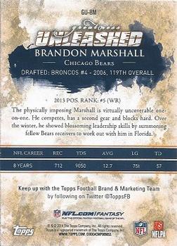 2014 Topps - Greatness Unleashed #GU-BM Brandon Marshall Back
