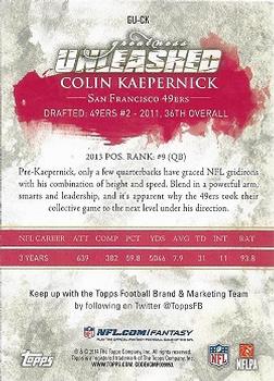2014 Topps - Greatness Unleashed #GU-CK Colin Kaepernick Back