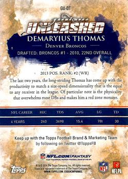 2014 Topps - Greatness Unleashed #GU-DT Demaryius Thomas Back