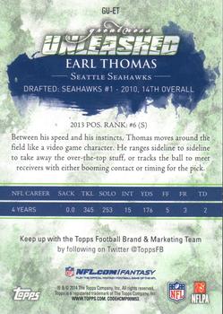 2014 Topps - Greatness Unleashed #GU-ET Earl Thomas Back