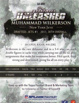 2014 Topps - Greatness Unleashed #GU-MW Muhammad Wilkerson Back