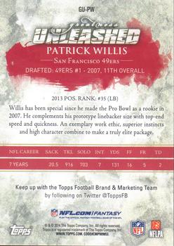 2014 Topps - Greatness Unleashed #GU-PW Patrick Willis Back