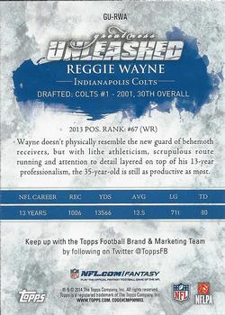 2014 Topps - Greatness Unleashed #GU-RWA Reggie Wayne Back