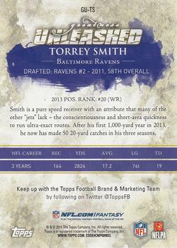 2014 Topps - Greatness Unleashed #GU-TS Torrey Smith Back