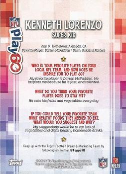 2014 Topps - Play 60 Super Kids #NNO Kenneth Lorenzo Back