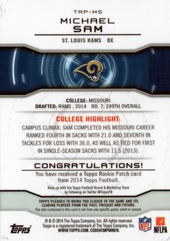 2014 Topps - Rookie Patch #TRP-MS Michael Sam Back