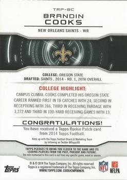 2014 Topps - Rookie Patch #TRP-BC Brandin Cooks Back