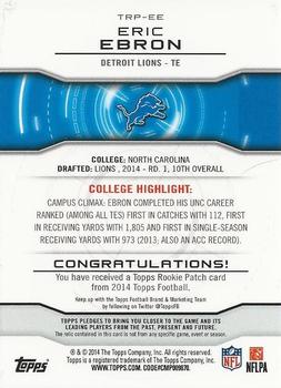 2014 Topps - Rookie Patch #TRP-EE Eric Ebron Back