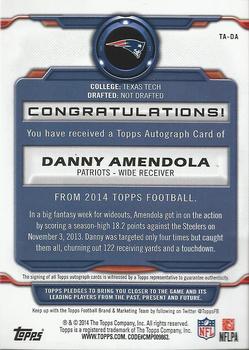 2014 Topps - Signatures #TA-DA Danny Amendola Back