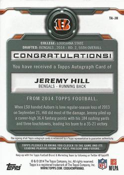 2014 Topps - Signatures #TA-JH Jeremy Hill Back