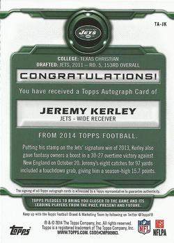 2014 Topps - Signatures #TA-JK Jeremy Kerley Back