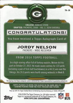 2014 Topps - Signatures #TA-JN Jordy Nelson Back