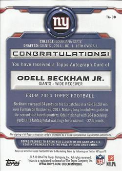 2014 Topps - Signatures #TA-OB Odell Beckham Jr. Back