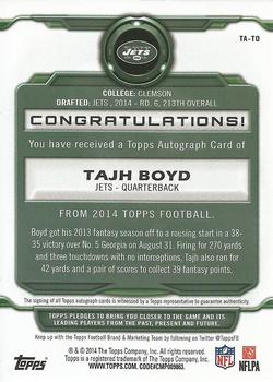 2014 Topps - Signatures #TA-TO Tajh Boyd Back
