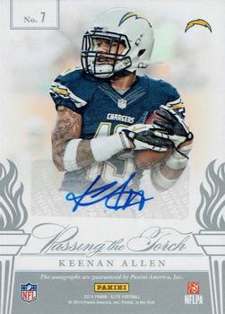 2014 Panini Elite - Passing the Torch Autographs #7 Charlie Joiner / Keenan Allen Back