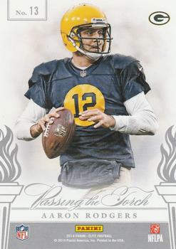 2014 Panini Elite - Passing the Torch Silver #13 Brett Favre / Aaron Rodgers Back