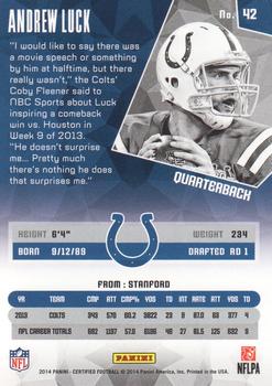 2014 Panini Certified #42 Andrew Luck Back