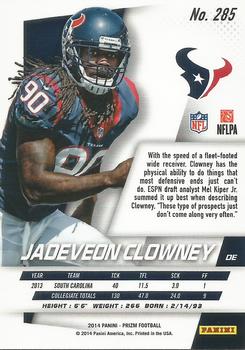 2014 Panini Prizm #285 Jadeveon Clowney Back