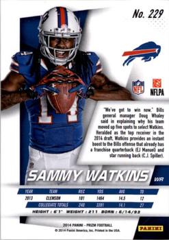 2014 Panini Prizm #229 Sammy Watkins Back