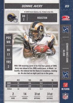 2009 Playoff Contenders #89 Donnie Avery Back