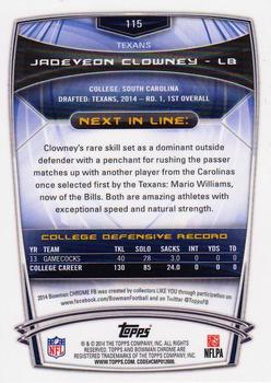 2014 Bowman Chrome #115 Jadeveon Clowney Back
