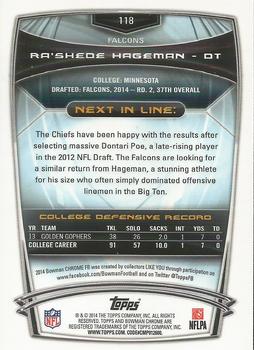 2014 Bowman Chrome #118 Ra'Shede Hageman Back