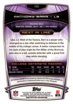 2014 Bowman Chrome #122 Anthony Barr Back