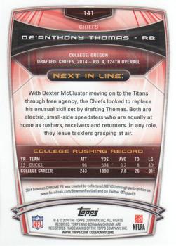 2014 Bowman Chrome #141 De'Anthony Thomas Back