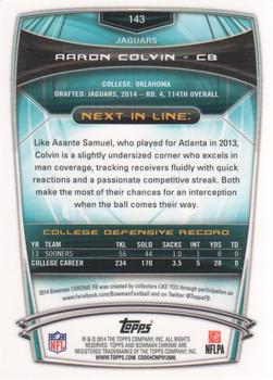 2014 Bowman Chrome #143 Aaron Colvin Back