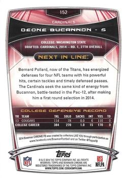 2014 Bowman Chrome #152 Deone Bucannon Back