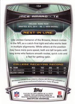 2014 Bowman Chrome #154 Jace Amaro Back