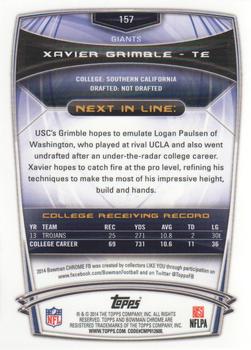 2014 Bowman Chrome #157 Xavier Grimble Back