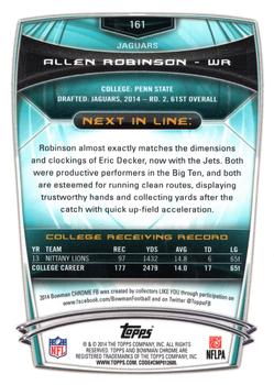 2014 Bowman Chrome #161 Allen Robinson Back