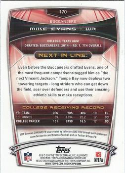 2014 Bowman Chrome #170 Mike Evans Back
