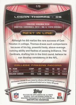 2014 Bowman Chrome #179 Logan Thomas Back