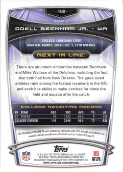 2014 Bowman Chrome #190 Odell Beckham Jr. Back