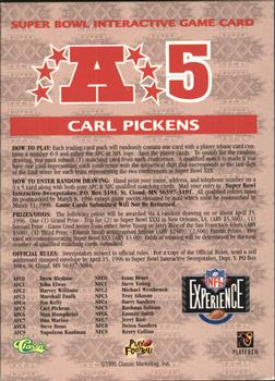 1996 Classic NFL Experience - Super Bowl Game #A5 Carl Pickens Back