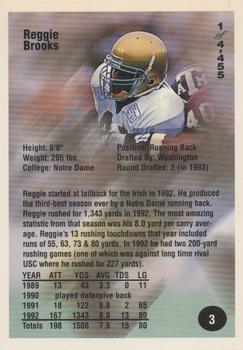 1994 Superior Rookies - Gold #3 Reggie Brooks Back