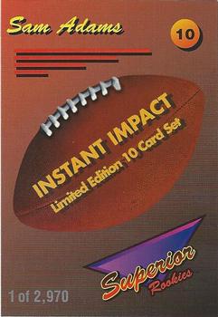 1994 Superior Rookies - Instant Impact #10 Sam Adams Back