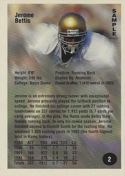 1994 Superior Rookies - Samples #2 Jerome Bettis Back