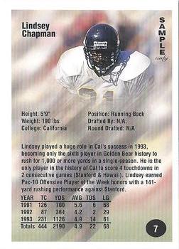 1994 Superior Rookies - Samples #7 Lindsey Chapman Back