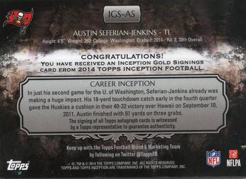 2014 Topps Inception - Gold Signings #IGS-AS Austin Seferian-Jenkins Back