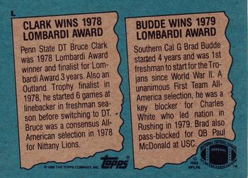 1988 Topps - Wax Box Bottom Panels Singles #L Brad Budde / Bruce Clark Back
