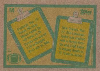 1989 Topps - Wax Box Bottom Panels Singles #M Ickey Woods / Lawrence Taylor Back