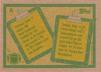 1989 Topps - Wax Box Bottom Panels Singles #A Neal Anderson / Terry Hoage Back