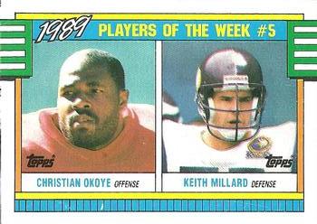 1990 Topps - Wax Box Bottom Panels Singles #E Christian Okoye / Keith Millard Front